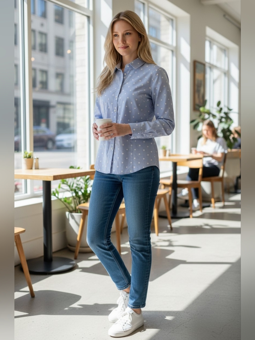 Talbots Light Blue Polka Dot Shirt